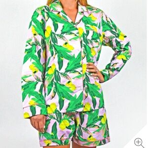 OAK Lane Floral Pajama Set with Green and Yellow Accents-SizeXS